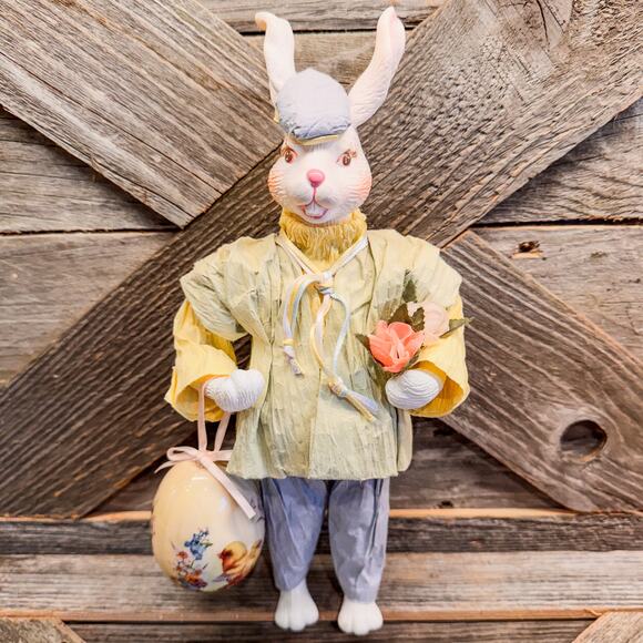 Adorably Dapper Vintage Paper Mache Mr. Easter Bunny Gentleman, 10.25" Tall - Picture 5 of 10
